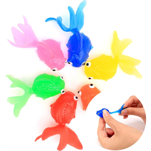 Entervending Fish Toys - Sea Animals Figures - Vibrant 4 Colors - 1.75” Small Rubber Toy Fish - Ideal for Fish Tank & Aquarium Decorations - Fishing Birthday Party Supplies - 25 pcs - Easter Ba