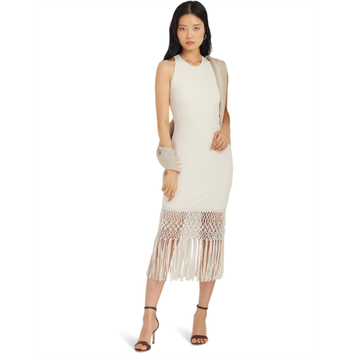 POLO RALPH LAUREN Womens Lauren Ralph Lauren Fringe-Trim Sleeveless Cocktail Dress