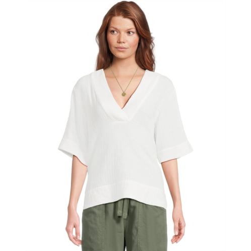 Womens Faherty Dune Cotton Gauze SS Popover