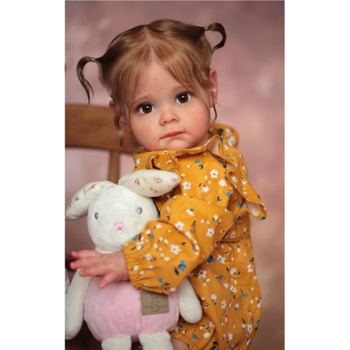 Anano 24inch 60cm Big Size Silicone Vinyl Reborn Toddler Doll Maggie Lifelike Real Baby Dolls That Sweet Girl Baby Doll with Big Open Eyes Gift for Kids Age 3+