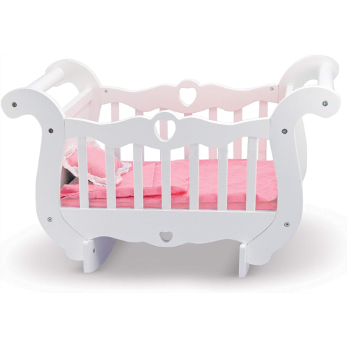 Melissa & Doug White Wooden Doll Crib With Bedding (30 x 18 x 16 inches)