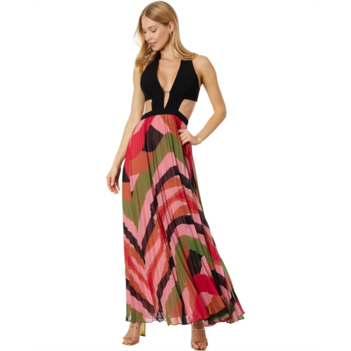 BCBGMAXAZRIA Pleated Halter Gown