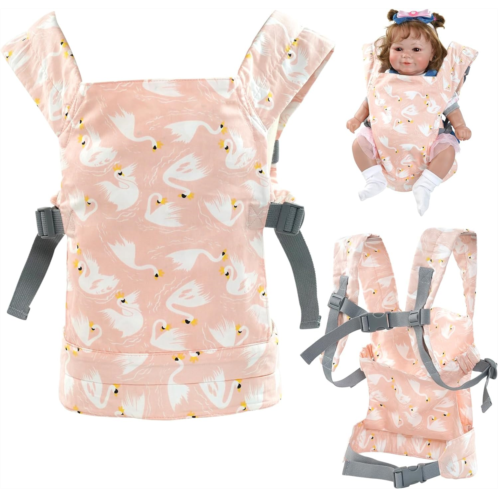 JIZHI Baby Doll Carrier for Girls Front and Back Stuffed Animal Carrier with Adjustable Straps for Reborn Baby Dolls Accessory,Suitable for 17-22 Inch Dolls,Pink