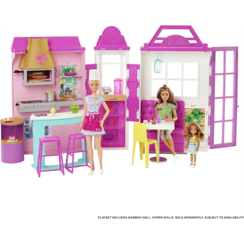 Barbie Doll & Playset, Cook n Grill Restaurant with Pizza Oven & 30+ Pieces Including Furniture & Kitchen Accessories