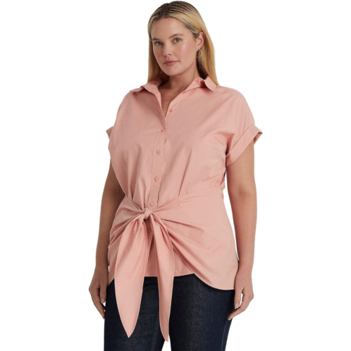 POLO Ralph Lauren LAUREN Ralph Lauren Plus Size Tie-Front Cotton Broadcloth Shirt