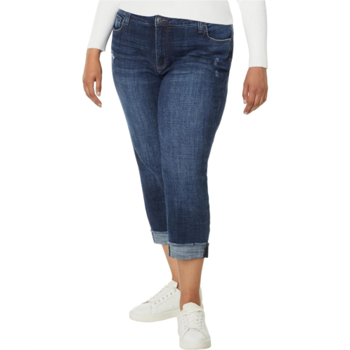 KUT from the Kloth Plus Size Amy Crop Straight Leg Roll-Up Fray Prestigious