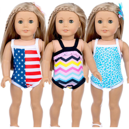 PUHIKE 18 Inch Doll Clothes Accessories - 3PCS 18 Inch Baby Doll Swimsuit Set Bikini Outfits Summer Dress Fits 18 Inch Soft Hard Body Baby Doll for Girls Christmas Birthday Gifts