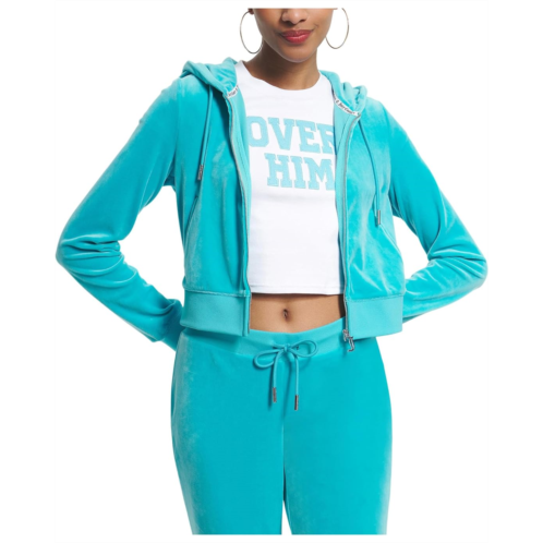 Juicy Couture Solid Classic Juicy Hoodie With Back Bling