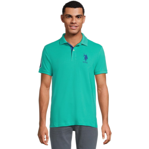 U.S. POLO ASSN. Slim Fit Big Horse Polo with Stripe Collar