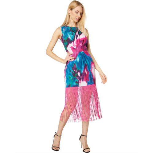 Womens ONE33 Social Pleated Front Fringe Dress