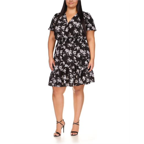 Womens MICHAEL Michael Kors Plus Size Botanical Short Sleeve Wrap Dress