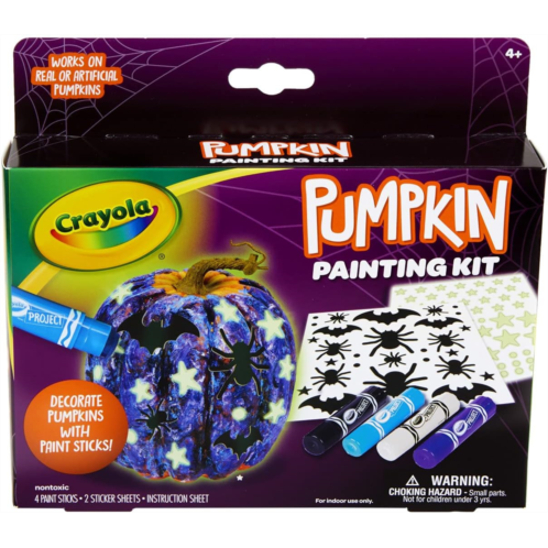 Crayola Galaxy No Carve Pumpkin Decorating Kit, Less Mess Kids Paint Set, Glow in The Dark Stickers