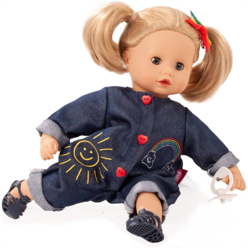 Goetz Gotz Muffin Rainbow 13 Soft Baby Doll with Denim Jumpsuit and Blonde Hair to Wash & Style