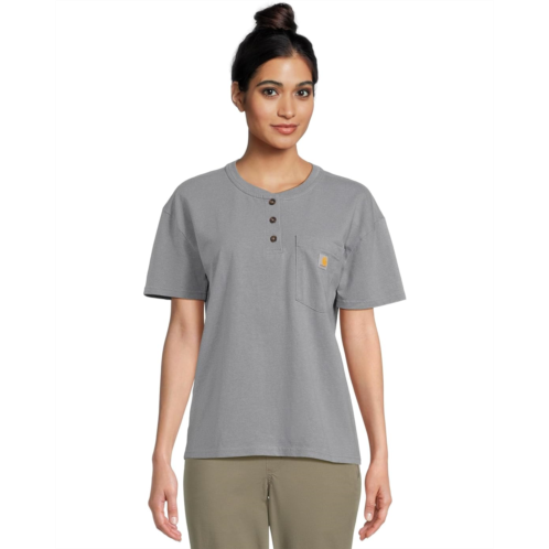 Womens Carhartt Loose Fit Short-Sleeve Heavyweight Henley T-Shirt