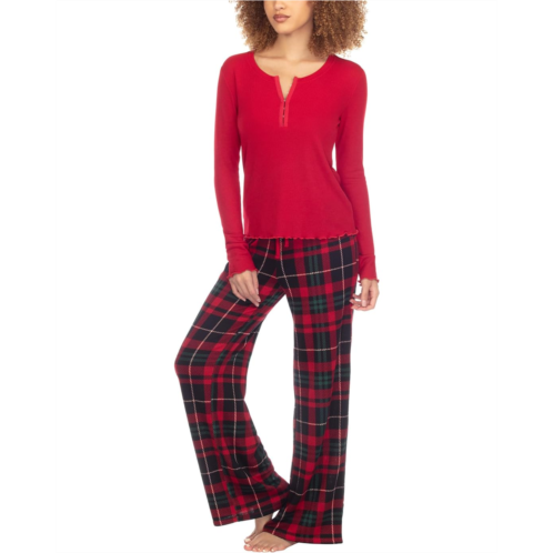 Womens Honeydew Intimates Snowed in Baby Waffle and Hacci PJ Set