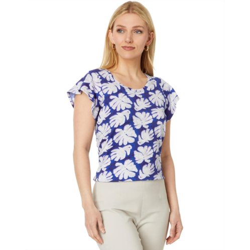 Womens NIC+ZOE Shadow Palm Flutter Short Sleeve Tee