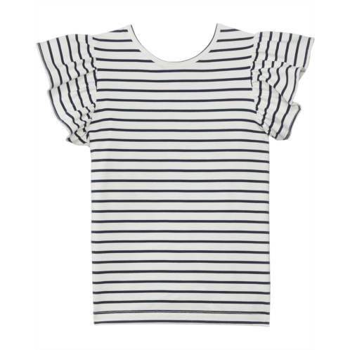 Janie and Jack Navy Stripe Ruffle Top (Toddler/Little Kid/Big Kid)