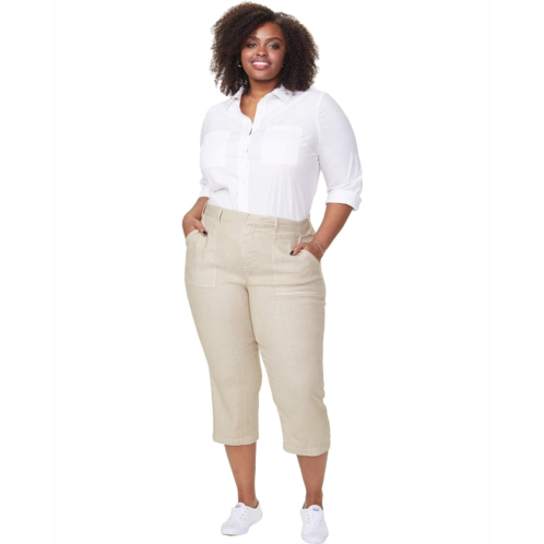 NYDJ Plus Size Plus Size Utility Pants in Stretch Linen in Feather