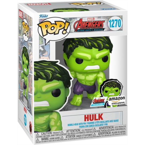 Funko Pop! & Pin: The Avengers: Earths Mightiest Heroes - 60th Anniversary, Hulk with Pin, Amazon Exclusive