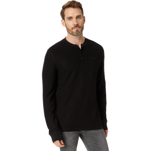 Mens Karl Lagerfeld Paris Ribbed Long Sleeve Henley with Signature Logo