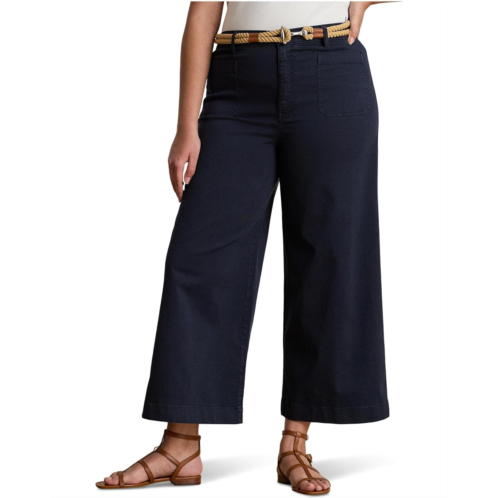 POLO RALPH LAUREN Womens Lauren Ralph Lauren Plus Size Stretch Chino Wide-leg Cropped Pants