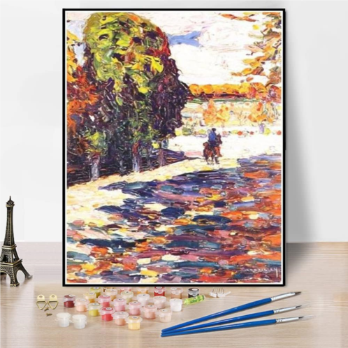 Hhydzq DIY Oil Painting Kit,Park of St Cloud with Horseman Painting by Wassily Kandinsky Arts Craft for Home Wall Decor
