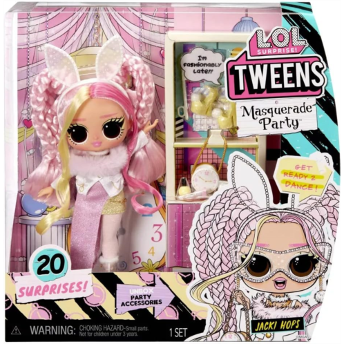 L.O.L. Surprise! Tweens Masquerade Party Jacki Hops Fashion Doll with 20 Surprises Including Accessories & Blue Rebel Outfits, Holiday Toy Playset, Great Gift for Kids Girls Boys A