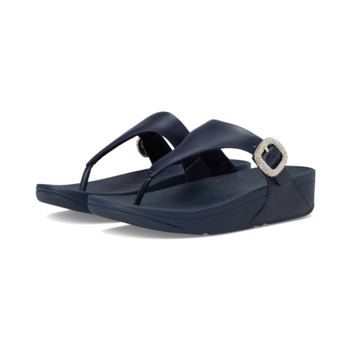 FitFlop Lulu Crystal-Buckle Leather Toe-Post Sandals