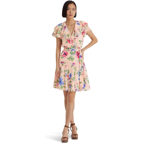 POLO Ralph Lauren Floral Belted Crinkle Georgette Dress