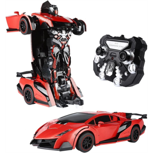SainSmart Jr. Remote Control Car, Transform Robot RC Cars for Kids Toys, 1:14 Scale Car with One-Button Deformation, 360°Drifting, and Realistic Engine Sound, Gifts for Boys Girls