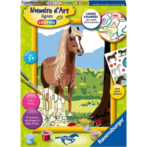 Ravensburger - Medium Art Number - Horse and Nature - Creative Hobbies - Paint by Numbers Kit - with Stickers - Relaxing and Creative Activity - Ages 7 and Above - 28793