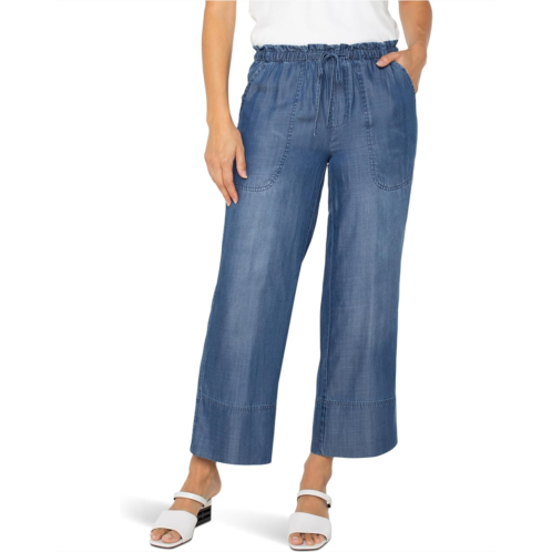 Womens Liverpool Los Angeles Mid-rise Pull-on Tie Waist Wide Leg Ankle Pants