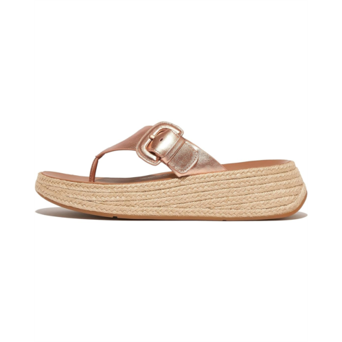 Womens FitFlop F-Mode Espadrille Adj Leather Flatform Toe-Thongs