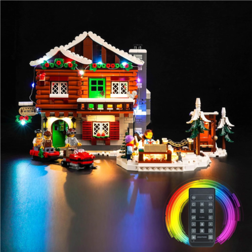 Hilighting Upgraded Led Light Kit for Lego Icons Alpine Lodge Building Set, Remote Version Compatible with Lego 10325 (Model Not Included)