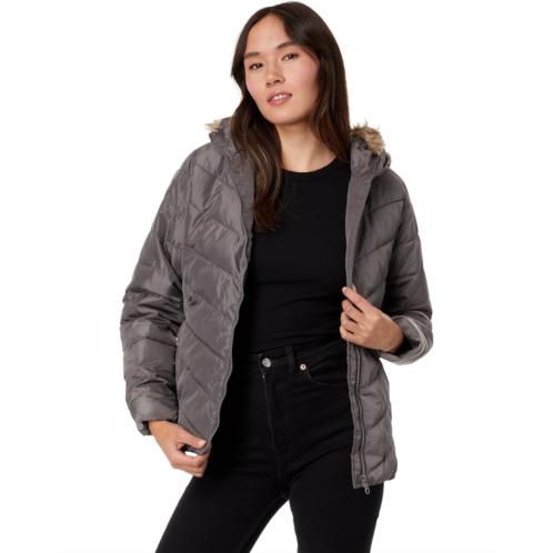 U.S. POLO ASSN. Chevron Cozy Faux Fur Lining Quilted Puffer with Cozy Faux Fur Hood