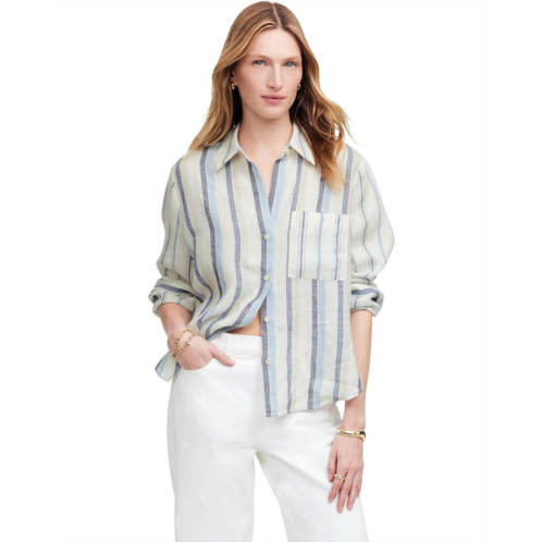 Womens Madewell Y-Neck Shirt With Adjustable Sleeve