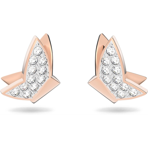 SWAROVSKI Lilia stud earrings, Butterfly, White, Rose-gold tone plated