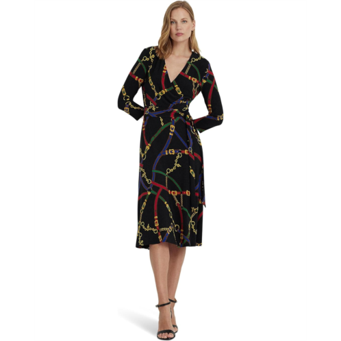 POLO RALPH LAUREN Womens Lauren Ralph Lauren Belting-Print Surplice Jersey Dress