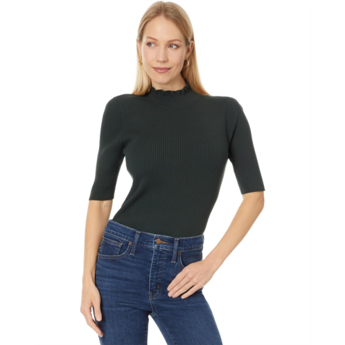 Womens Lilla P Ruffle Mock Neck Sweater