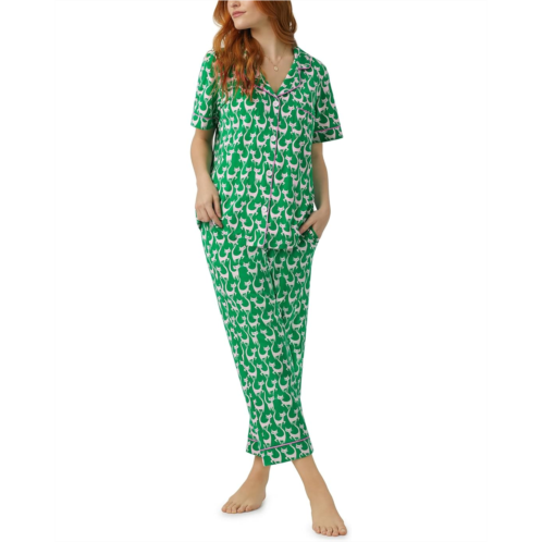 Womens Bedhead PJs Cotton Knit Short Sleeve Cropped PJ Set