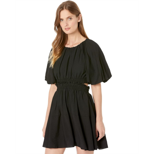 MOON RIVER Bubble Sleeve Back Cutout Mini Dress