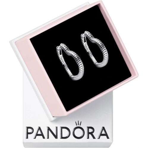PANDORA Moments Heart Charm Hoop Earrings - Iconic Earrings for Women - Great Mothers Day Gift - Made with Sterling Silver - With Gift Box
