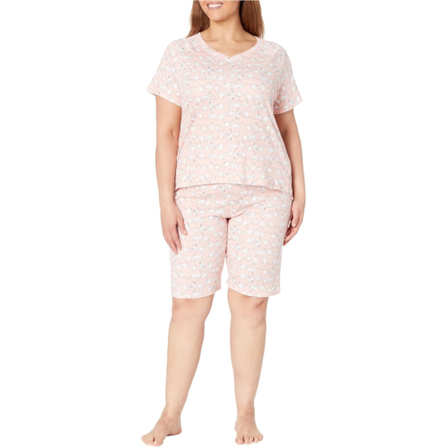 Womens Karen Neuburger Short Sleeve V-Neck Bermuda PJ Set