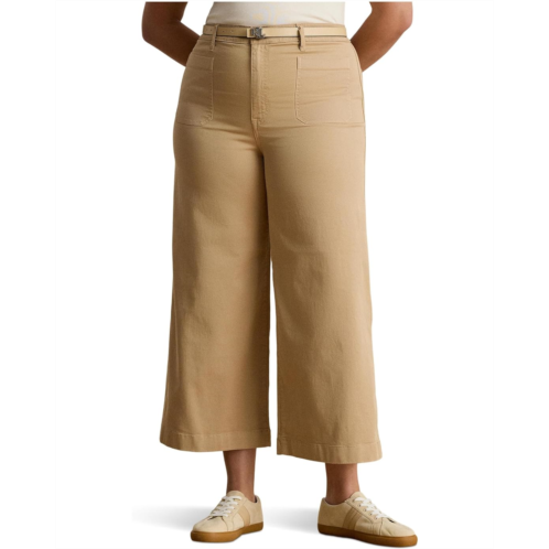 POLO RALPH LAUREN Womens Lauren Ralph Lauren Plus Size Stretch Chino Wide-leg Cropped Pants