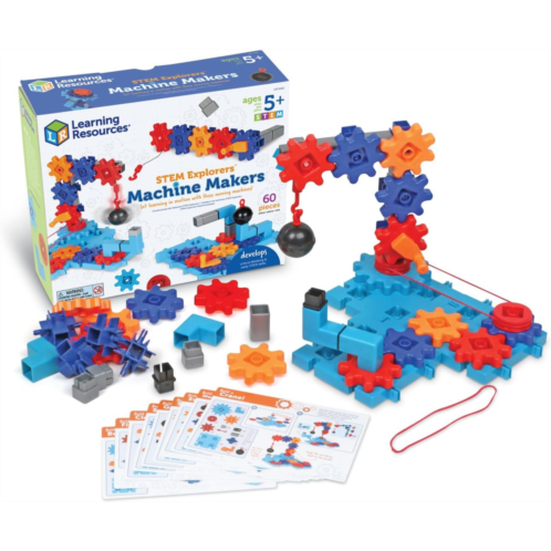 Learning Resources STEM Explorers Machine Makers, 60 Pieces, Ages 5+, STEM Toys, STEM Building Toys, STEM Kits, Engineering Toys, Build it Yourself Toys