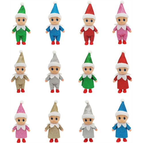 JHBEMAXS Mini Elf Baby Twins Tiny Elves Set Shining Kindness Craft Shiny Babies Doll Toy Holiday Decoration Gift for Girl Boy Kid Adult (Pack of 12 Pieces)