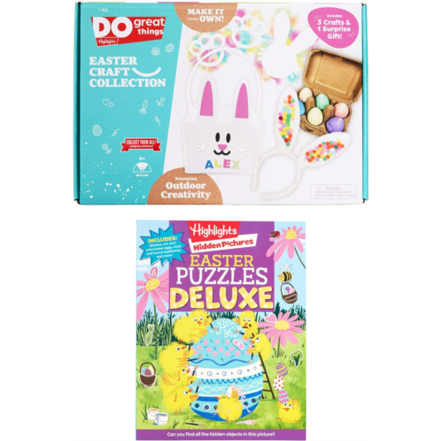 Highlights for Children Highlights Easter Craft and Book Bundle, 3 in 1 Easter Craft Kit for Kids and Hidden Pictures Easter Puzzles Deluxe Book, Ages 6+