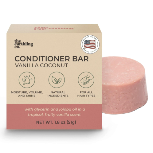 The Earthling Co. Conditioner Bar - Promote Hair Growth, Strengthen & Moisturize All Hair Types - Paraben & Sulfate Free formula with Natural Ingredients for Dry Hair (Vanilla Coco