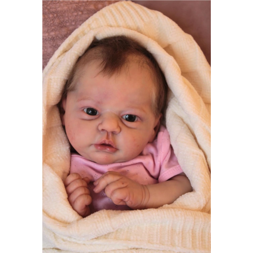 Anano Perfectly Cute Reborn Baby Girl Open Eyes 18 Inch Weighted Realistic Silicone Baby Toddler Reborn Dolls Boy with Soft Feeling Hair Advanced Painted Reborns