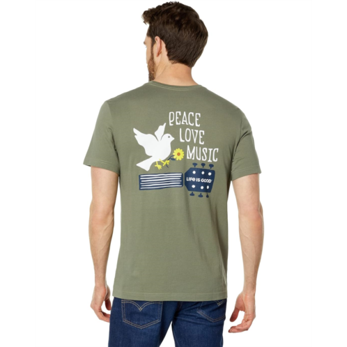 Life is Good Peace, Love, Music Dove Short Sleeve Crusher Tee